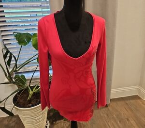 Ed Hardy Pink Fitted Long Slv Sweater Top/Dress DIMENSIONS PTP: 16", LENGTH 28"